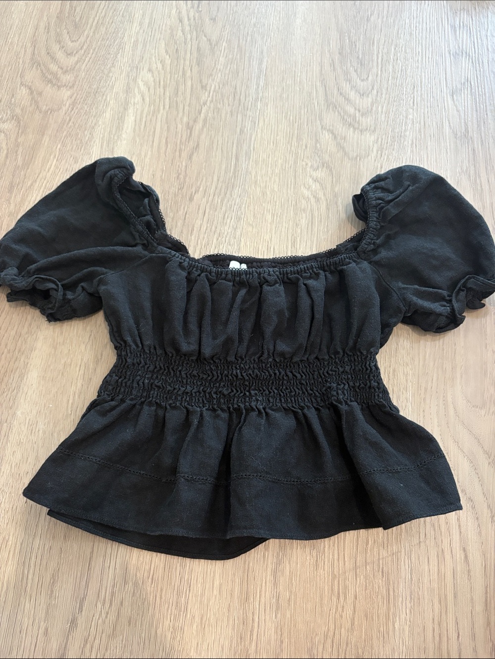 Sunday best Women’s Black Smocked Peplum Top